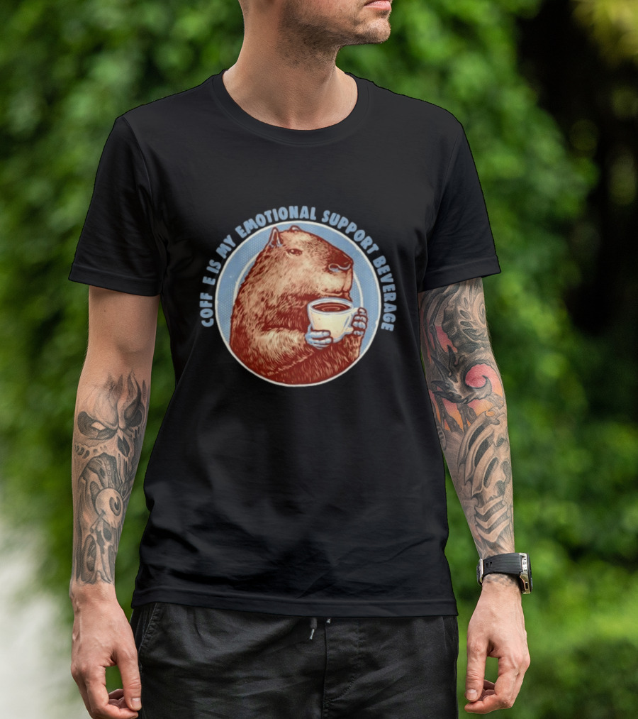 Capybara Coffee Is My Emotional Support Beverage Retro Style Animal Lovers T-Shirt