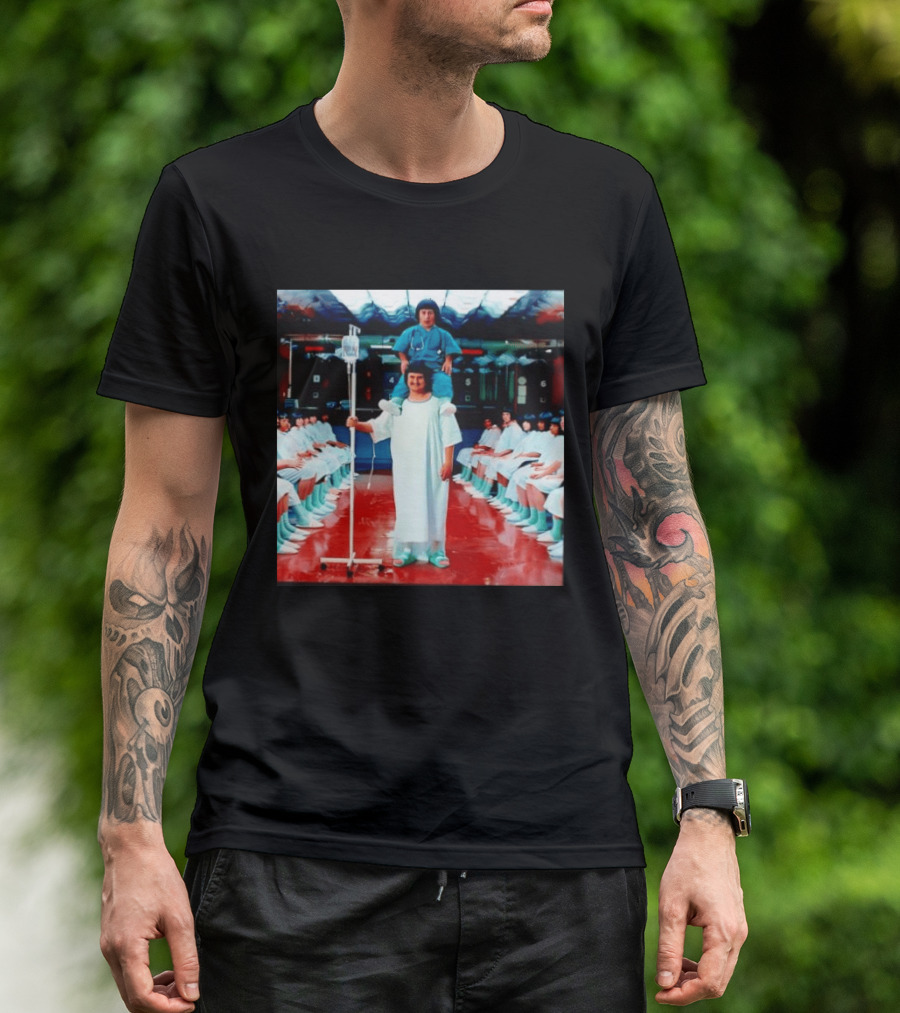 Doctor Riding On Patient Shoulders Hospital Room Surrealism T-Shirt