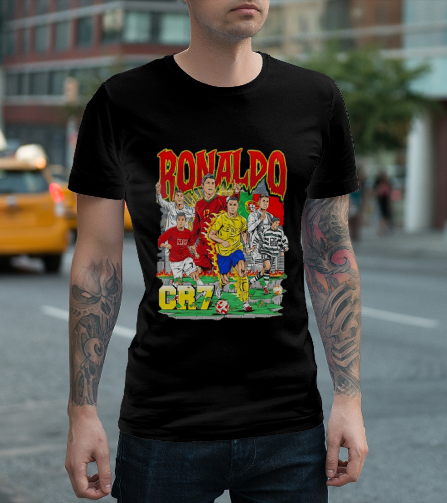 Ronaldo CR7 Football Icon In Action Sports Team Collection T-Shirt
