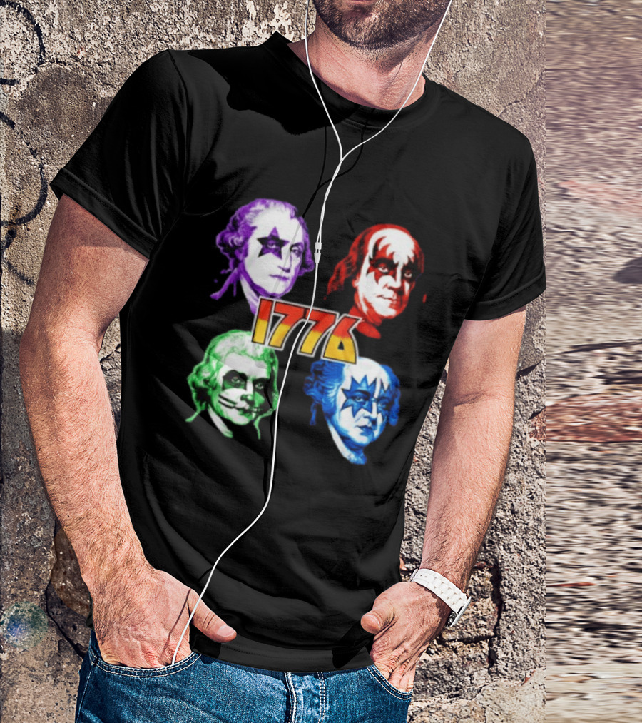 1776 Founding Fathers Rock Band George Washington Benjamin Franklin T-Shirt