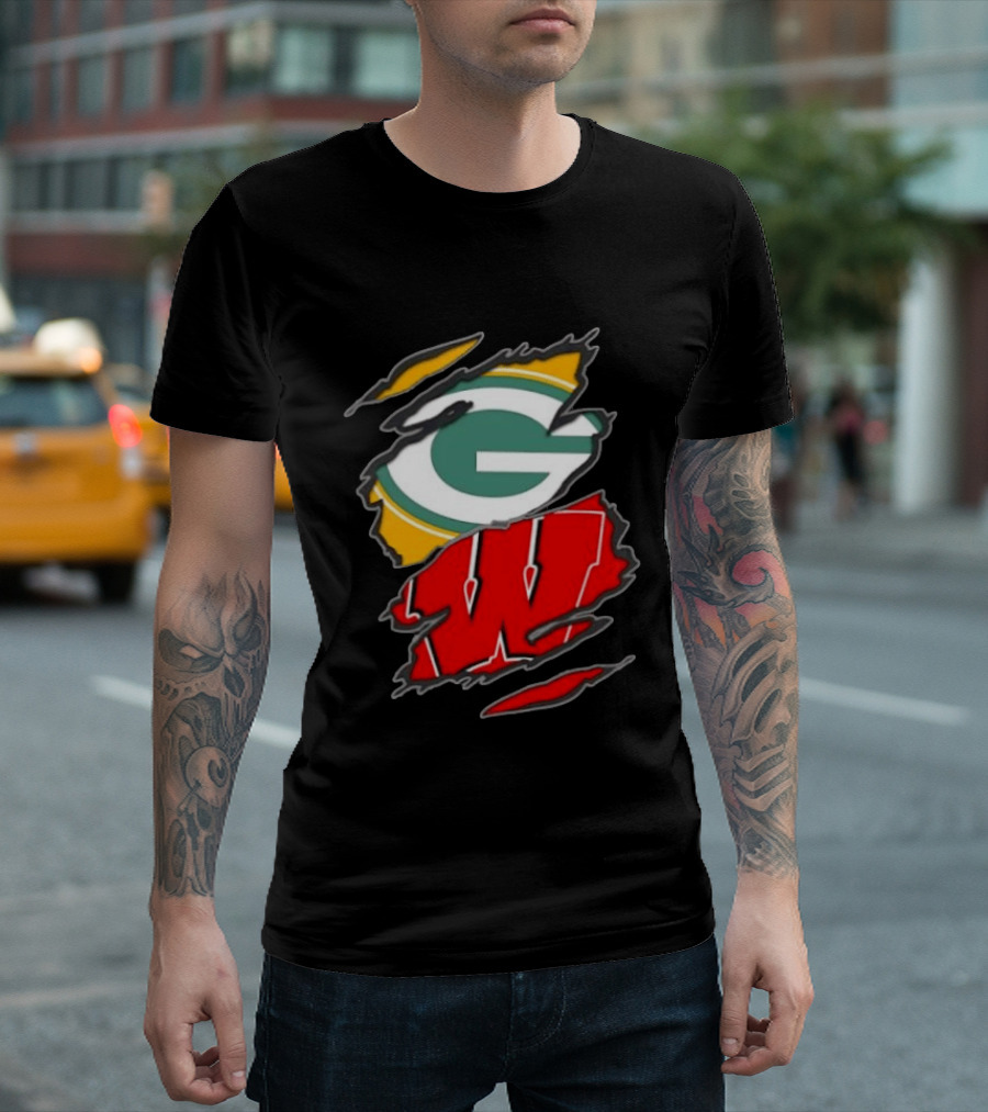 Green Bay Packers Wisconsin Badgers Team Sports Fan T-Shirt
