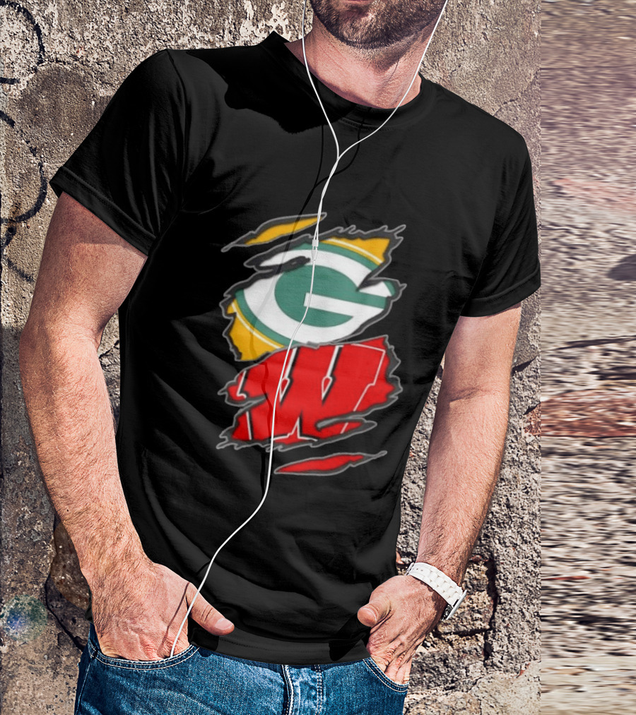 Green Bay Packers Wisconsin Badgers Team Sports Fan T-Shirt