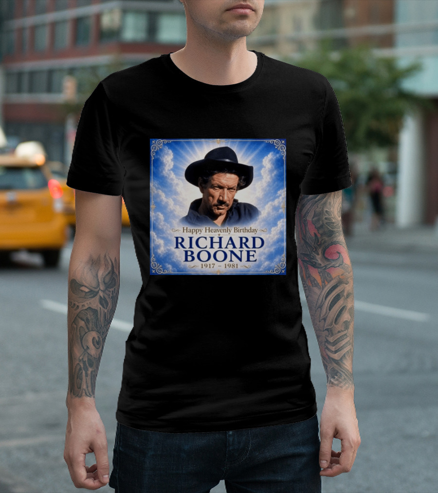 Happy Heavenly Birthday Richard Boone 1917 1981 Cloud T-Shirt