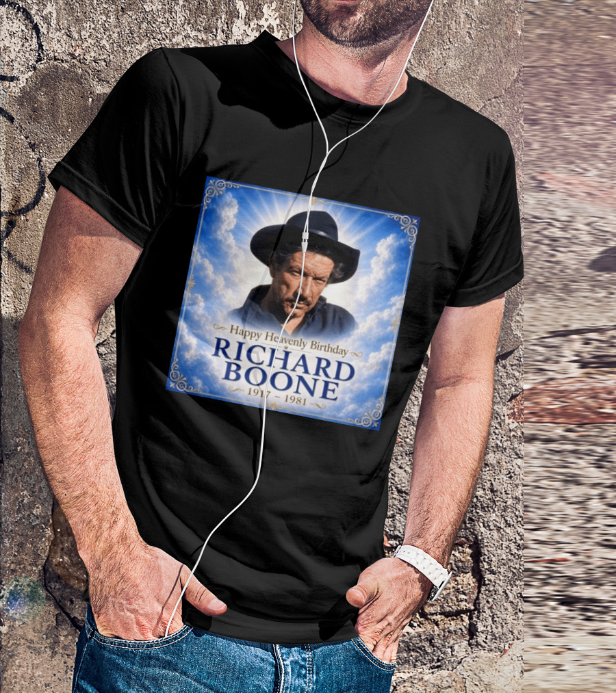 Happy Heavenly Birthday Richard Boone 1917 1981 Cloud T-Shirt