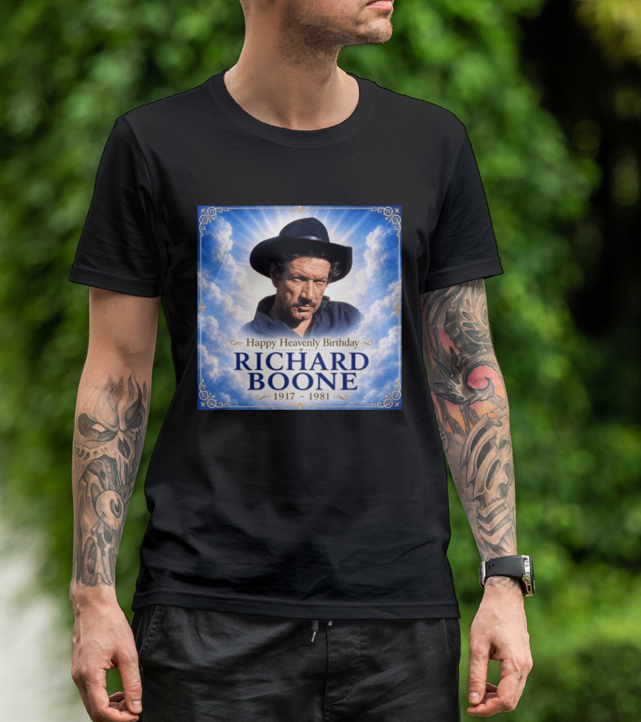 Happy Heavenly Birthday Richard Boone 1917 1981 Cloud T-Shirt