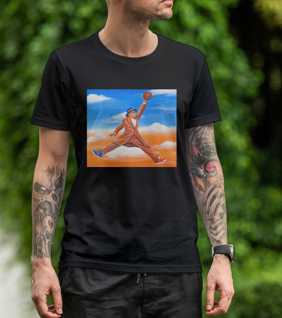 Spike Lee Jumping Basketball Air Jordan Jumpman Striped Suit Sky Sneakers T-Shirt