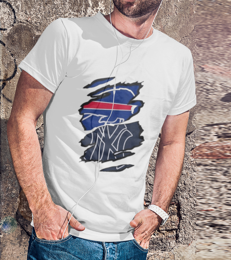 Buffalo Bills New York Yankees Split Collaboration Beneath The Surface T-Shirt