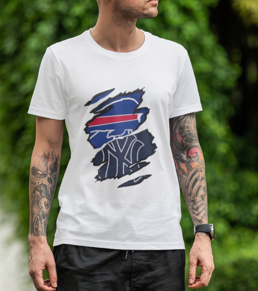 Buffalo Bills New York Yankees Split Collaboration Beneath The Surface T-Shirt