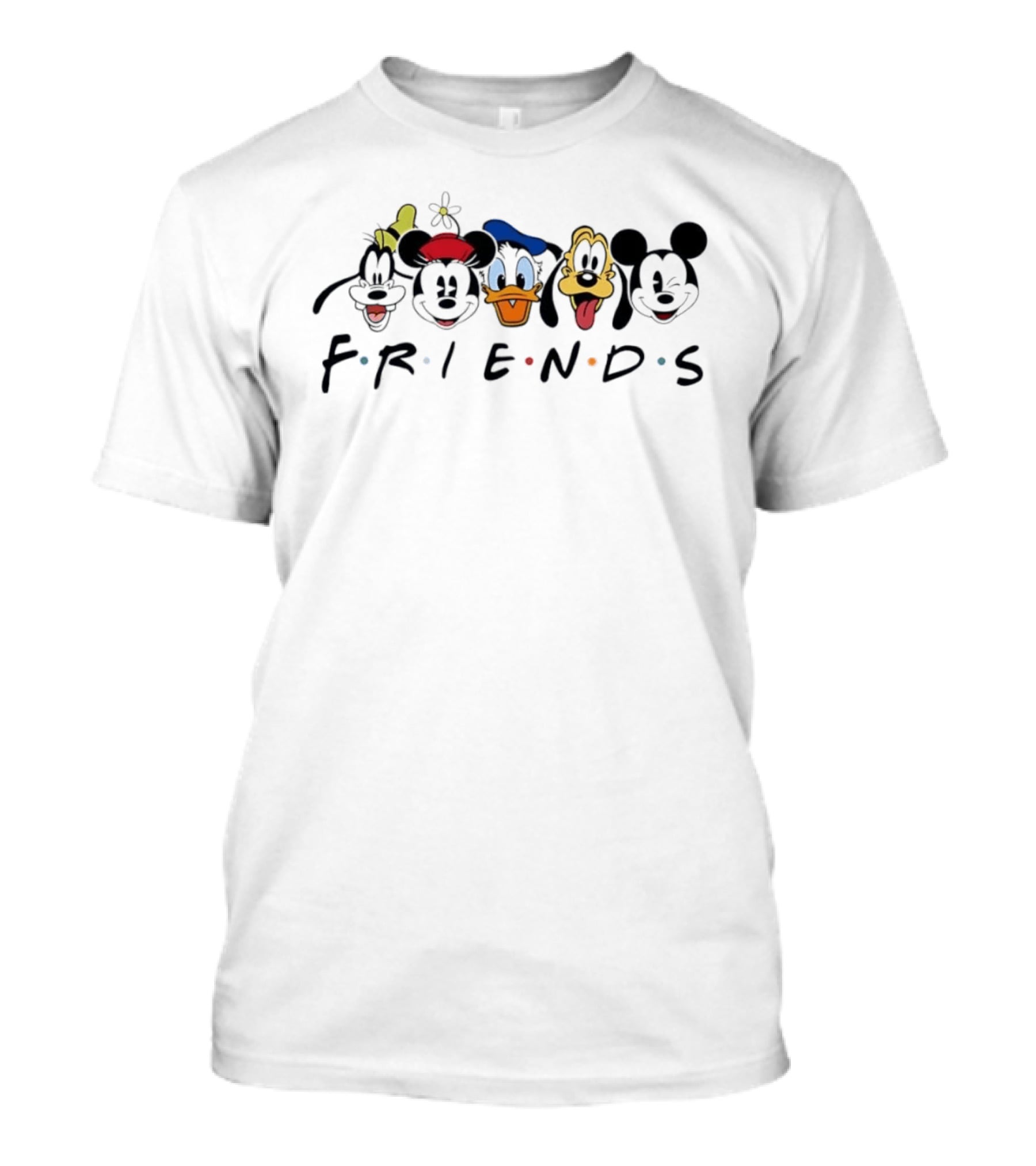 Disney Friends Goofy Minnie Donald Pluto Mickey Faces T-Shirt