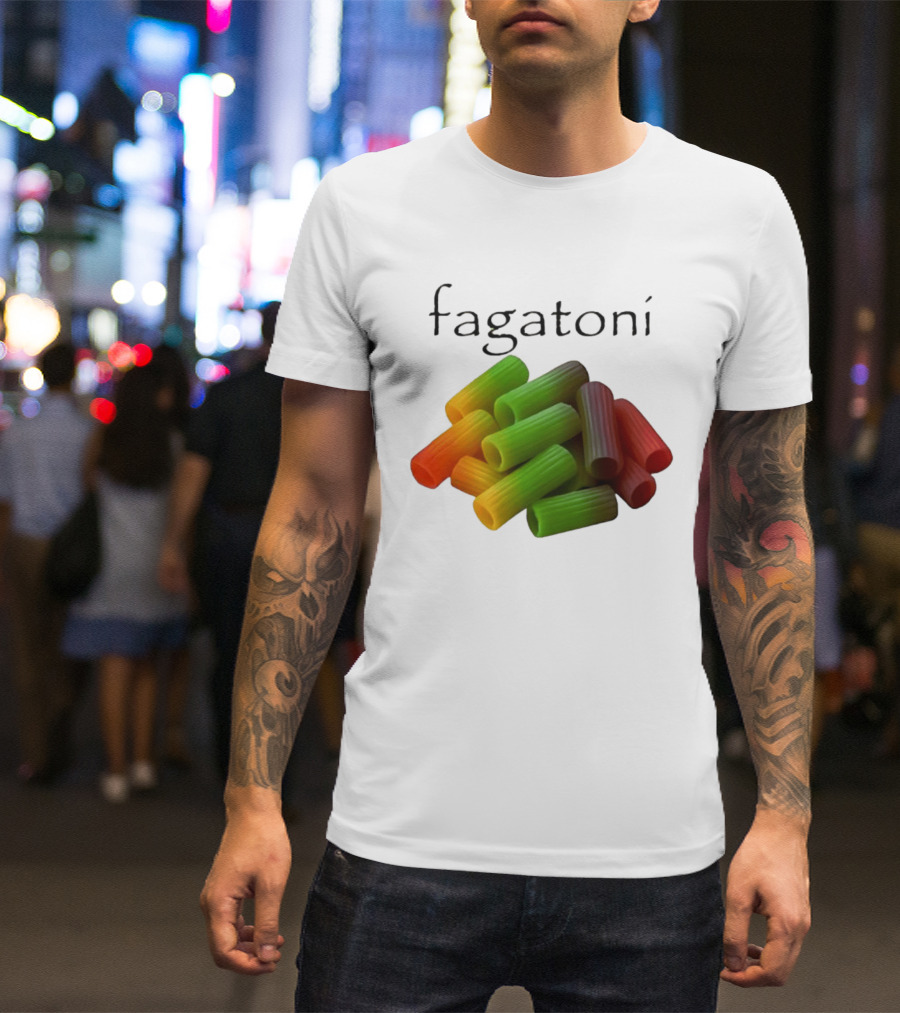 Fagatoni Rainbow Rigatoni Pasta Food Joke Pun LGBTQ+ Pride Humor T-Shirt