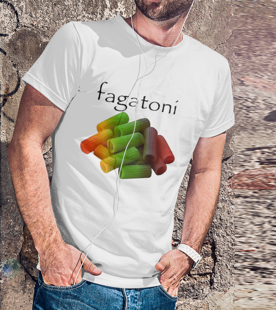 Fagatoni Rainbow Rigatoni Pasta Food Joke Pun LGBTQ+ Pride Humor T-Shirt
