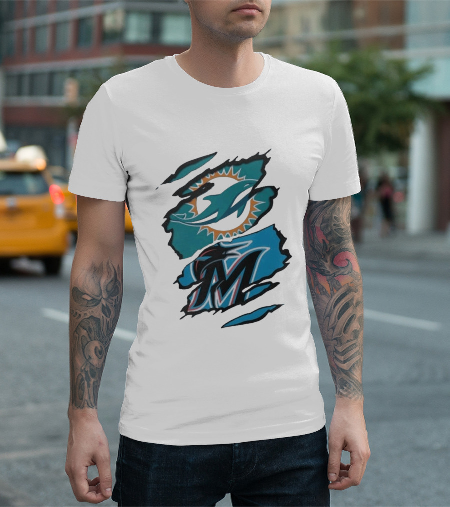 Miami Dolphins Marlins Beneath The Surface NFL MLB T-Shirt