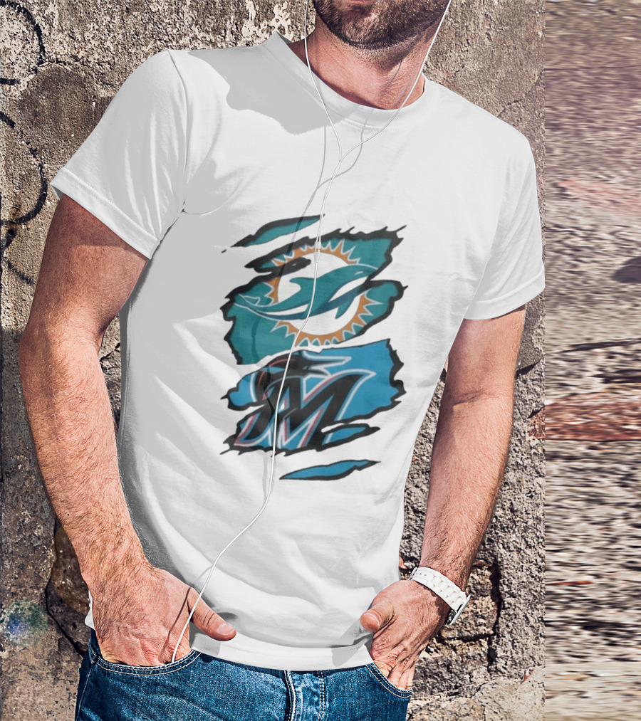 Miami Dolphins Marlins Beneath The Surface NFL MLB T-Shirt