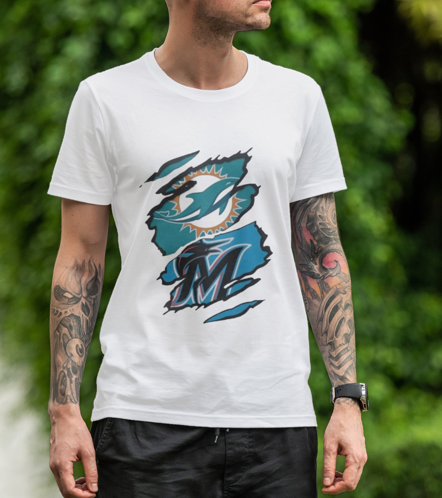 Miami Dolphins Marlins Beneath The Surface NFL MLB T-Shirt