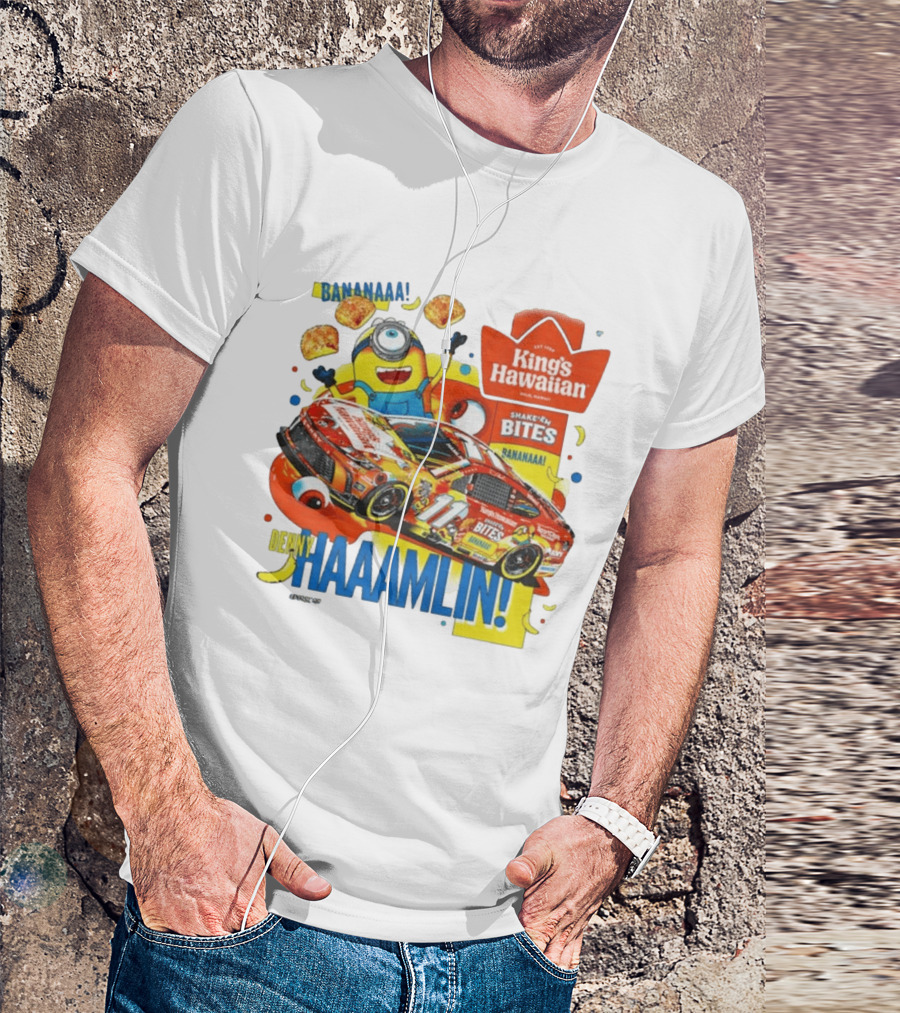 Minions Bananaa With Denny Hamlin King's Hawaiian Shake 'n Bites Racing 2026 T-Shirt