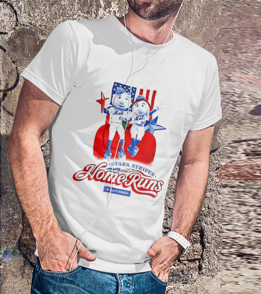 New York Mets Stars Stripes Home Runs Mr Met America T-Shirt