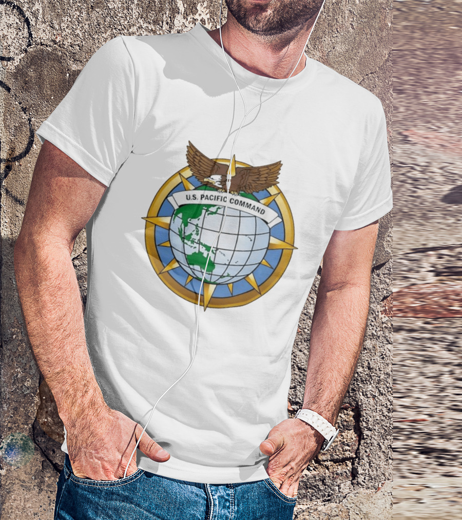 U.S. Pacific Command Eagle Emblem Indo Pacific Map T-Shirt