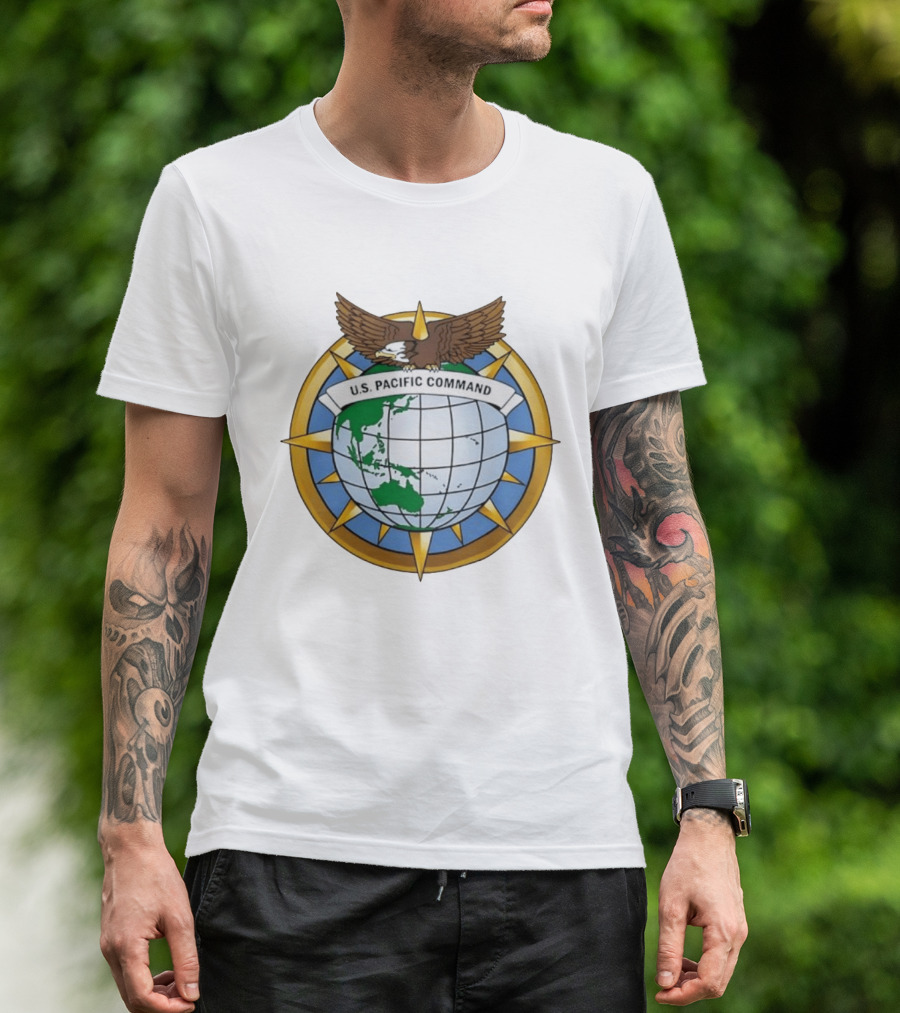 U.S. Pacific Command Eagle Emblem Indo Pacific Map T-Shirt