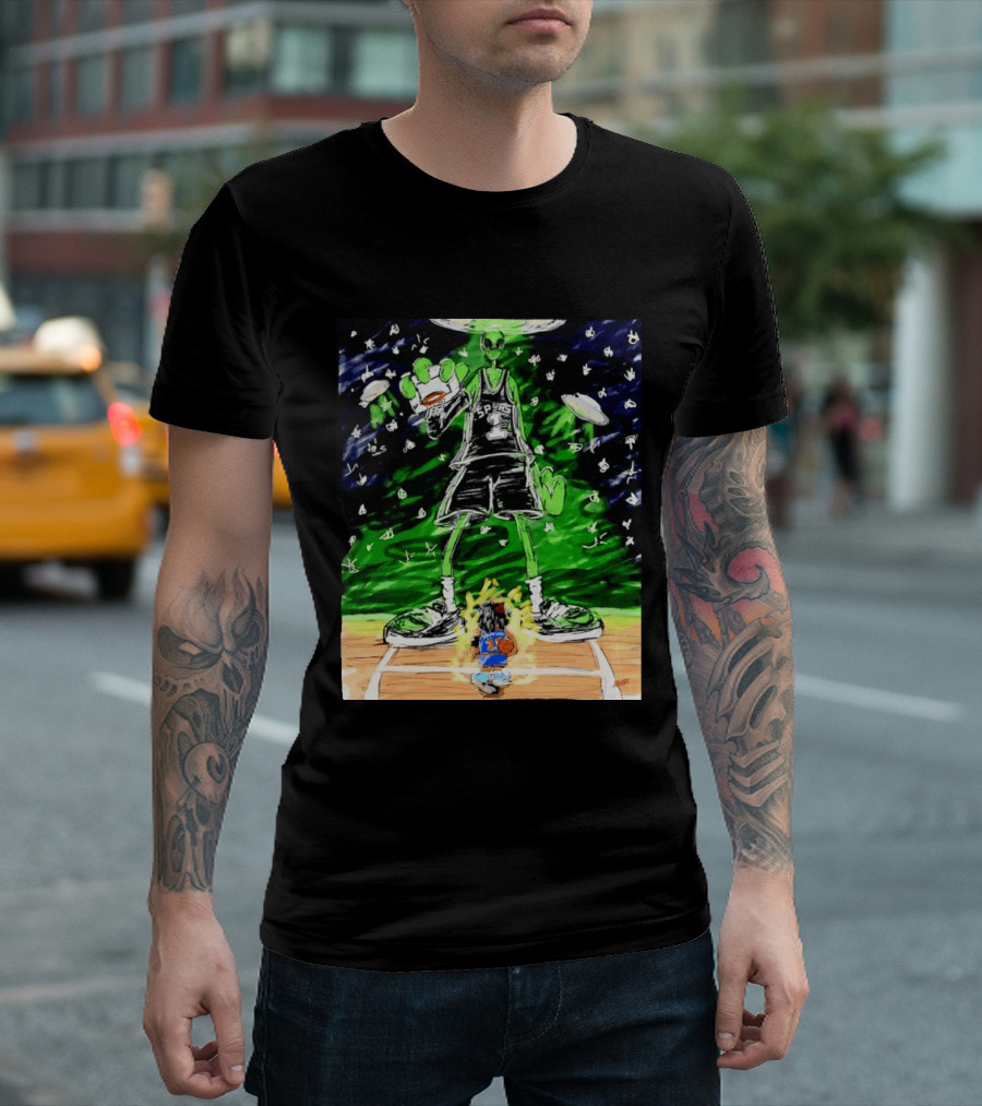 Victor Wembanyama Alien San Antonio Spurs Vs Jalen Brunson New York Knicks NBA Showdown T-Shirt