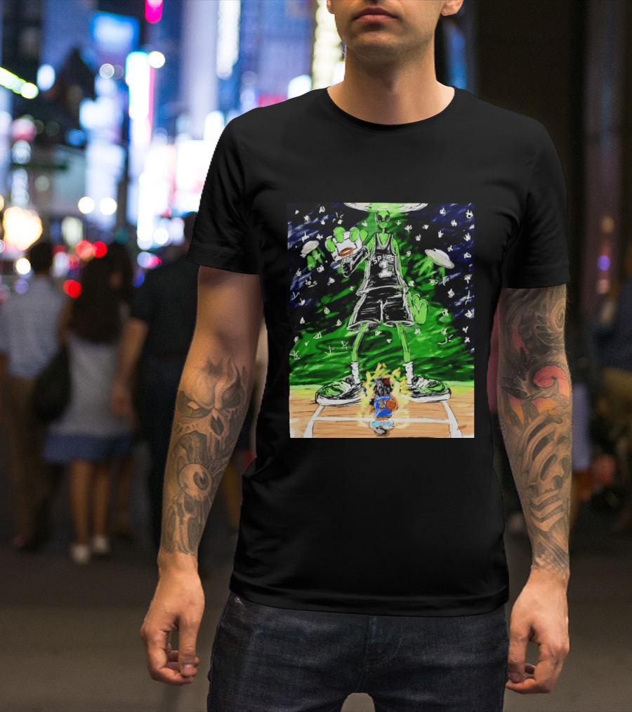 Victor Wembanyama Alien San Antonio Spurs Vs Jalen Brunson New York Knicks NBA Showdown T-Shirt