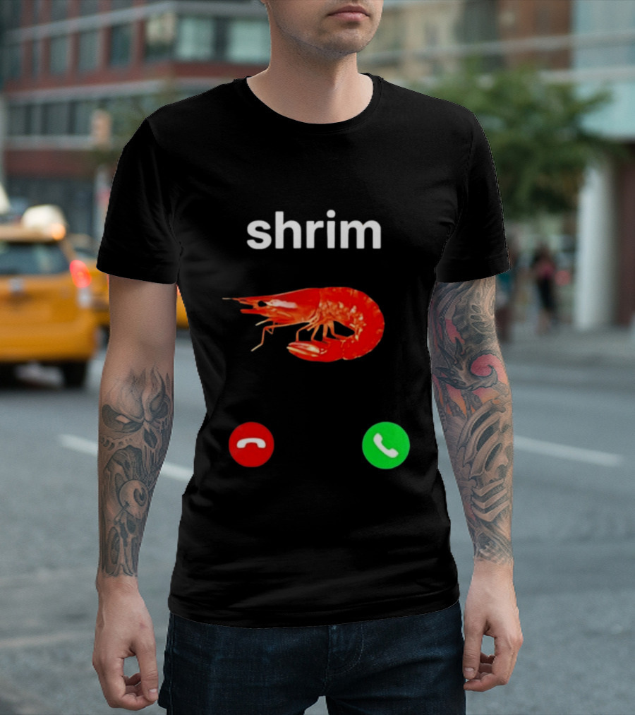 Shrim Incoming Call Screen Funny Phone Picture T-Shirt