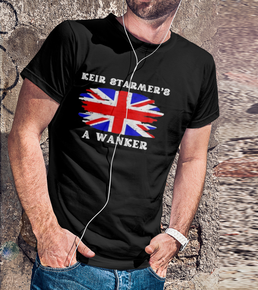 Keir Starmer's A Wanker Union Jack Flag British Political Satire T-Shirt