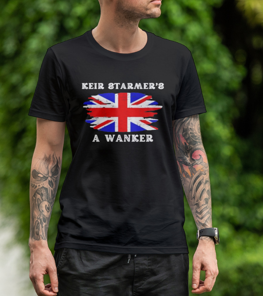 Keir Starmer's A Wanker Union Jack Flag British Political Satire T-Shirt