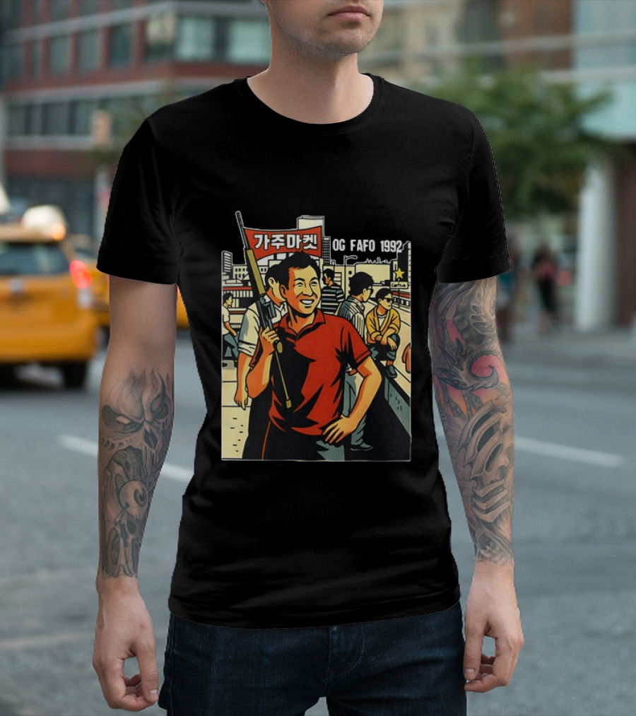 LA Riots 1992 Roof Korean Veterans Og Fafo T-Shirt