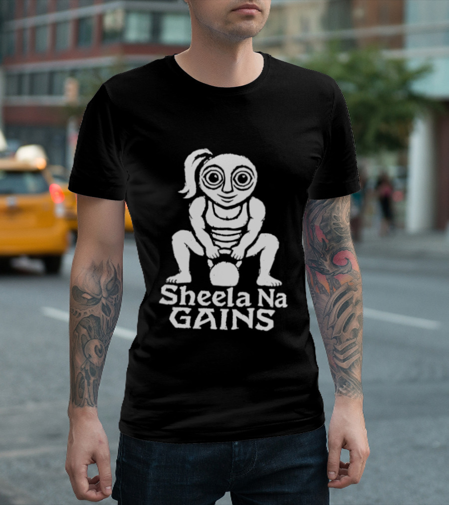 Sheela Na Gig Kettlebell Exercise Sheela Na Gains Fitness Workout Lifting T-Shirt