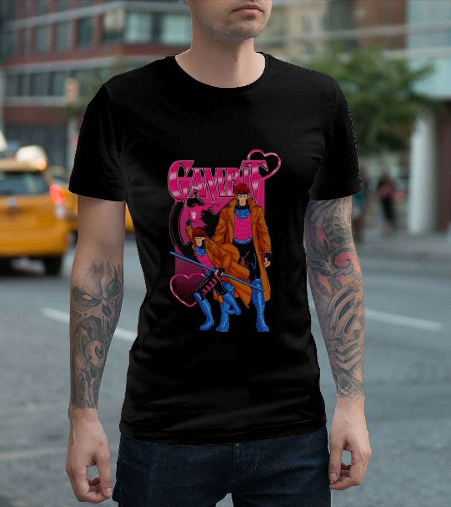 Gambit X Men Marvel Comics Character Playing Cards Hearts And Staff T-Shirt