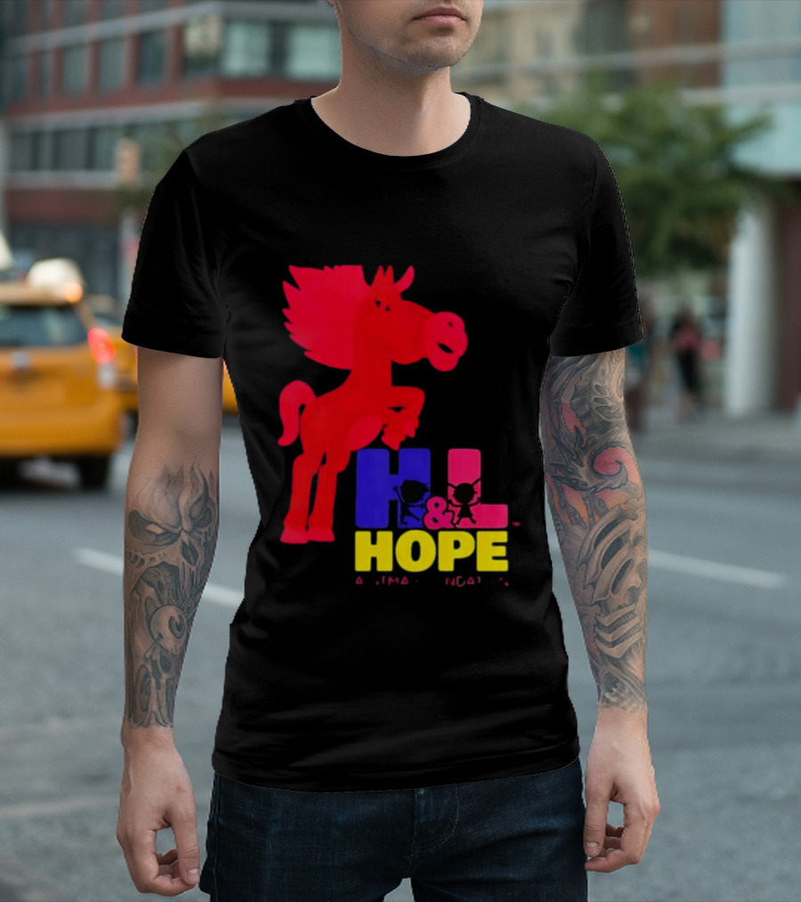 HL Hope GTMA Foundation Red Horse And Colorful Letters T-Shirt