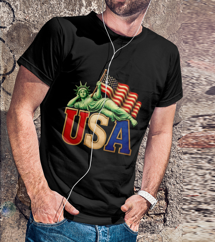 Statue Of Liberty USA Flag Patriotic T-Shirt
