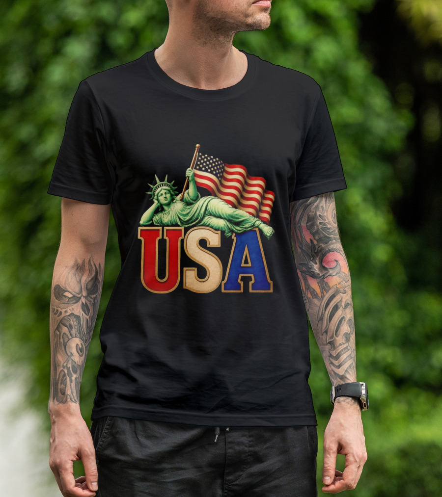 Statue Of Liberty USA Flag Patriotic T-Shirt