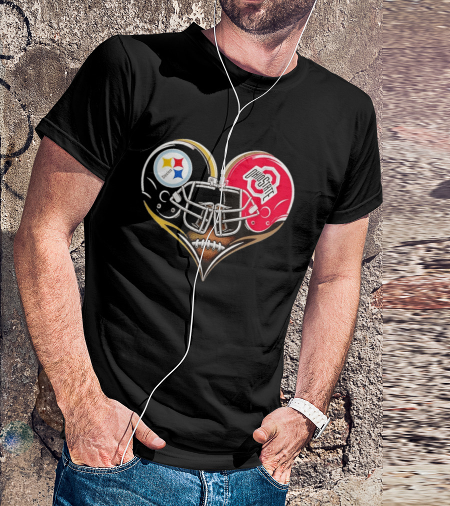 Steelers Ohio State Buckeyes Heart Helmet Fan Love T-Shirt