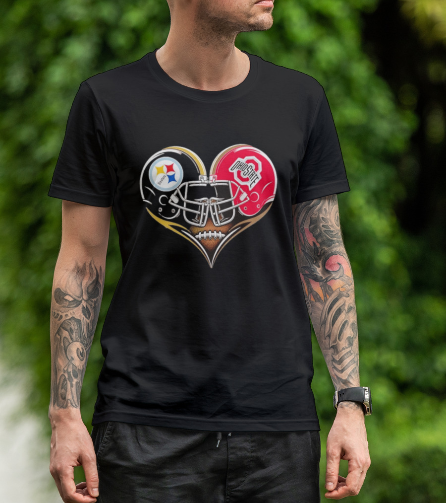 Steelers Ohio State Buckeyes Heart Helmet Fan Love T-Shirt