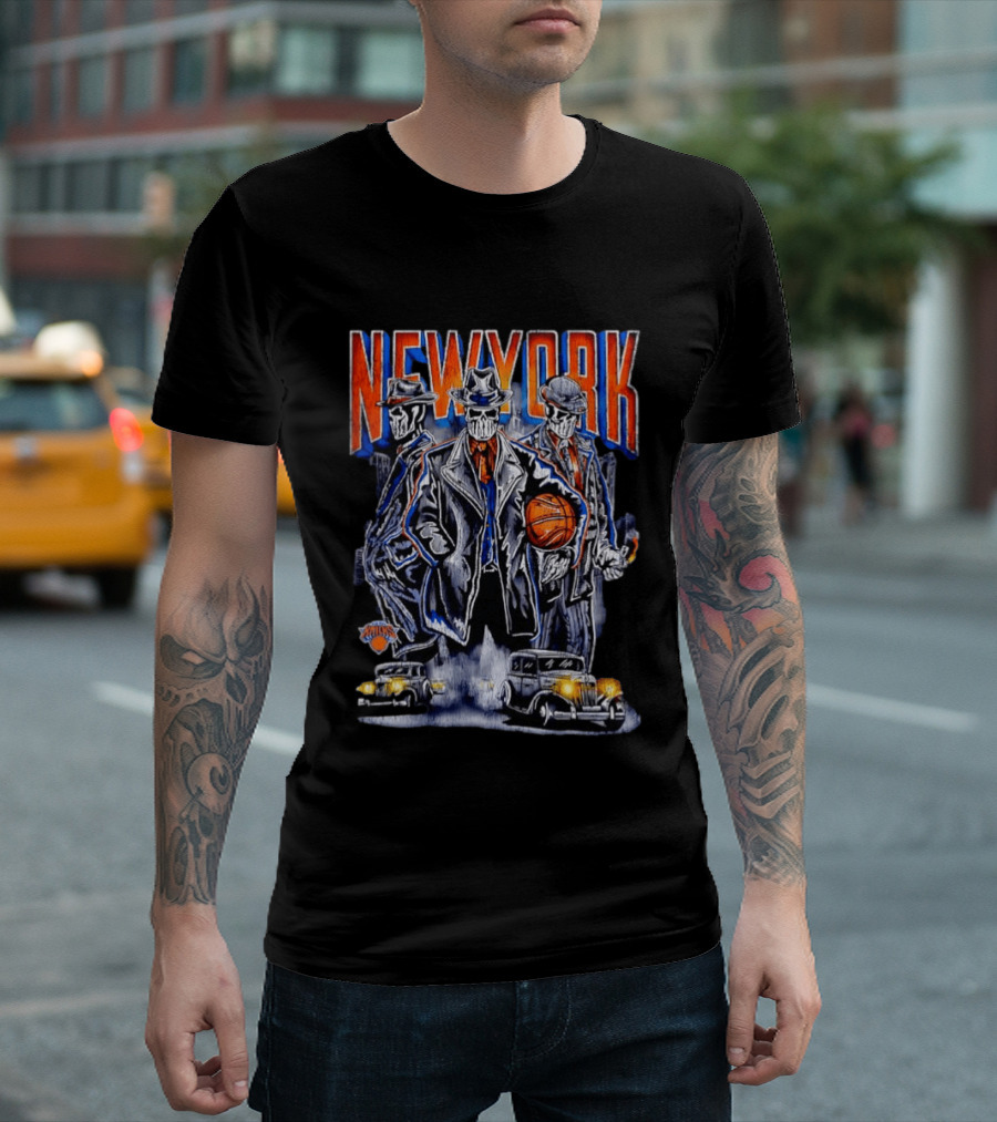 New York Gangster Skeletons Knicks Basketball Mobster T-Shirt
