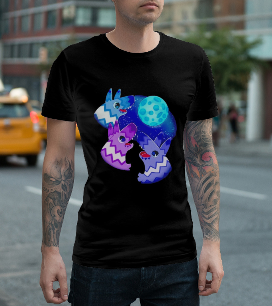 Pinata Dogs Howling At The Moon Blue Zigzag T-Shirt