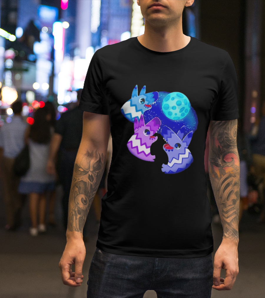 Pinata Dogs Howling At The Moon Blue Zigzag T-Shirt
