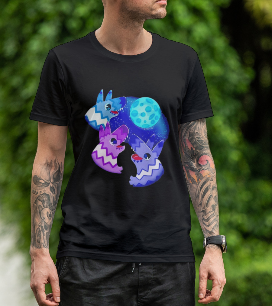 Pinata Dogs Howling At The Moon Blue Zigzag T-Shirt