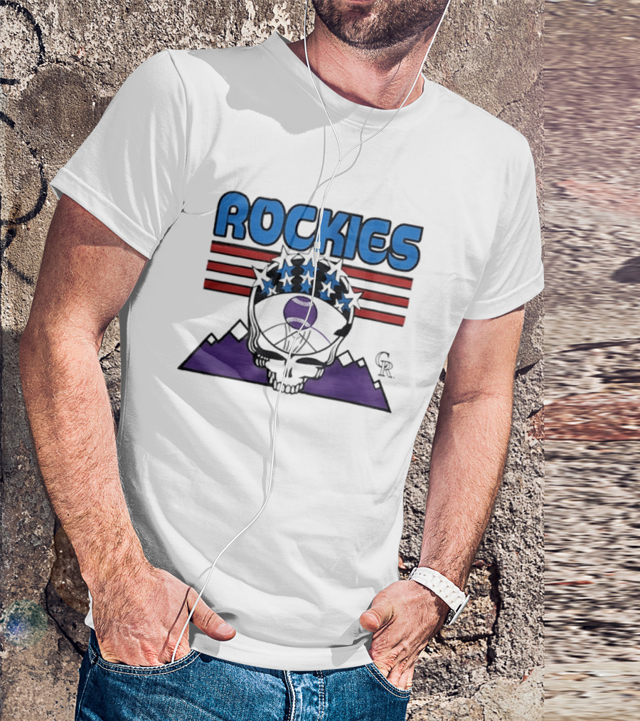 Rockies Skull Grateful Dead CR Baseball T-Shirt