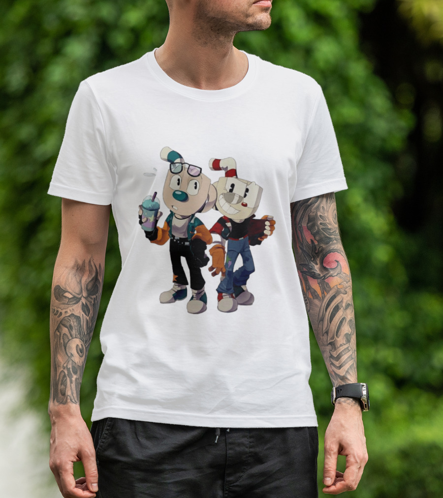 Cuphead And Man Cool Style Characters From Cuphead Video Game T-Shirt
