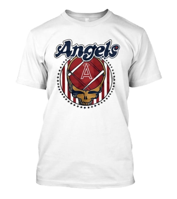Los Angeles Angels Grateful Dead Steal Your Face Baseball Angels Skull T-Shirt
