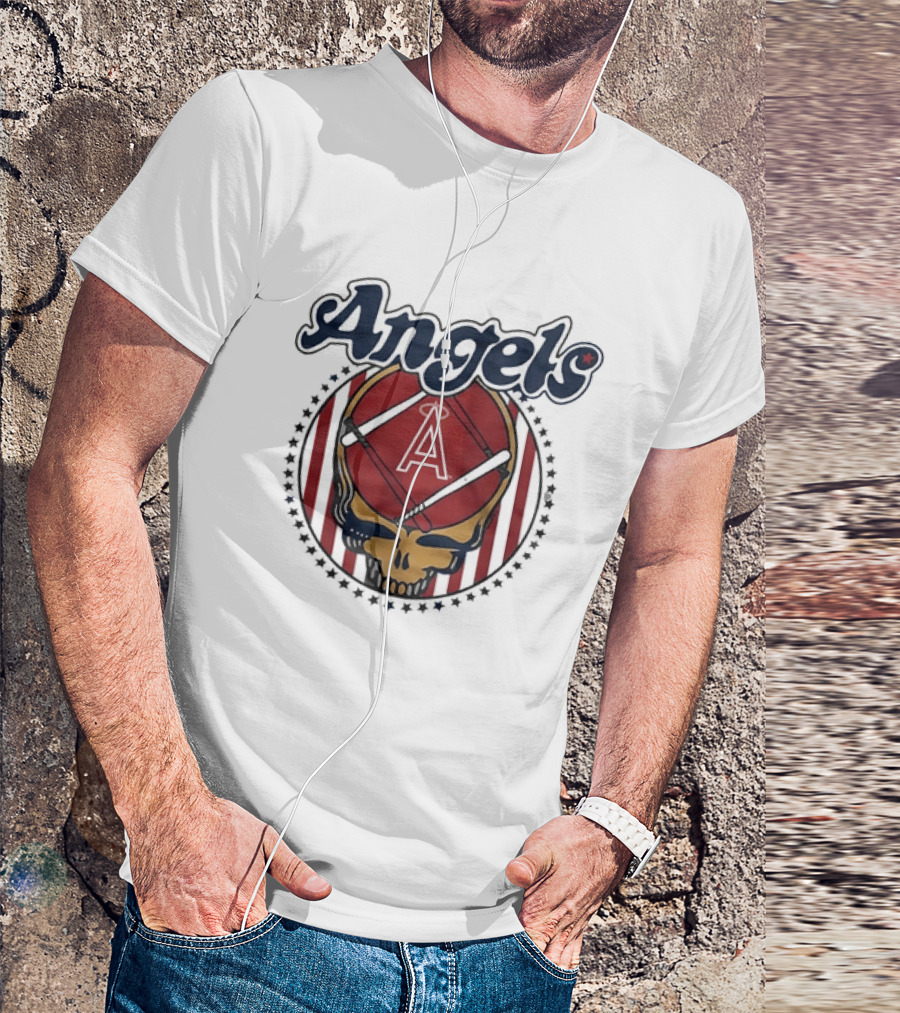 Los Angeles Angels Grateful Dead Steal Your Face Baseball Angels Skull T-Shirt