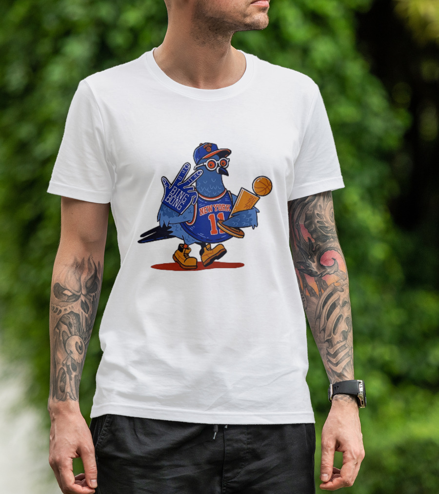 New York Knicks NBA Pigeon Bing Bong 26 73 70 Trophy T-Shirt