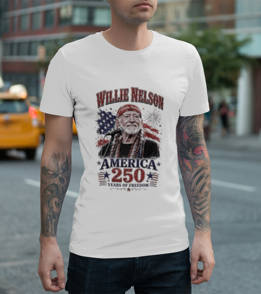 Willie Nelson America 250 Years Of Freedom Stars And Stripes Celebration T-Shirt