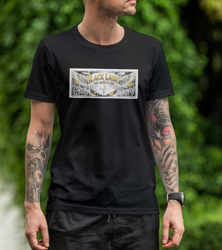 Black Label Pro Wrestling Winged Ring Fans Indie Wrestling T-Shirt