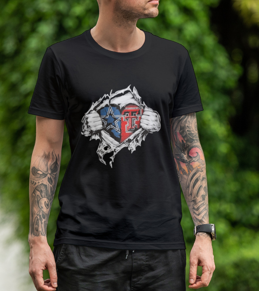 Cowboys Texas Tech Ripped Heart T-Shirt