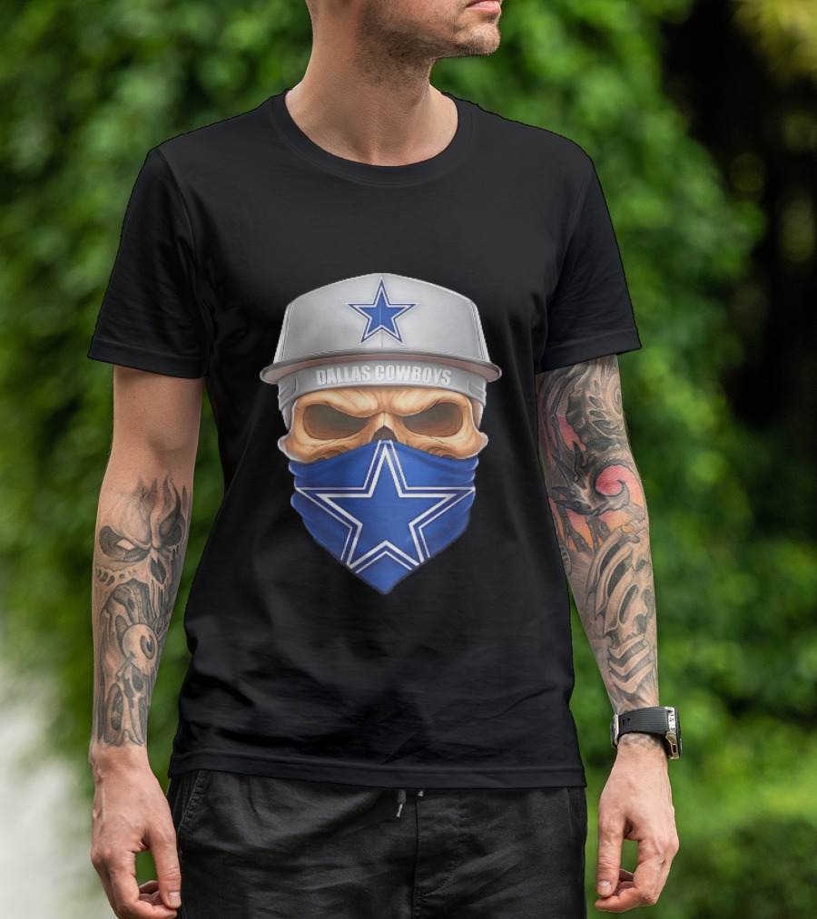 Dallas Cowboys Skull Bandana Cap Men Star T-Shirt