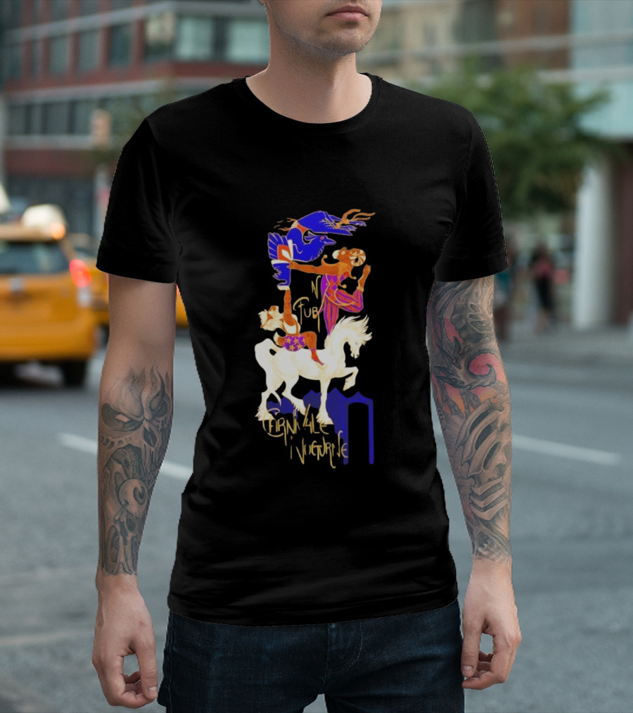 Carnivale Nocturne Jester And Horse With Vibrant Circus Animal And Bird T-Shirt