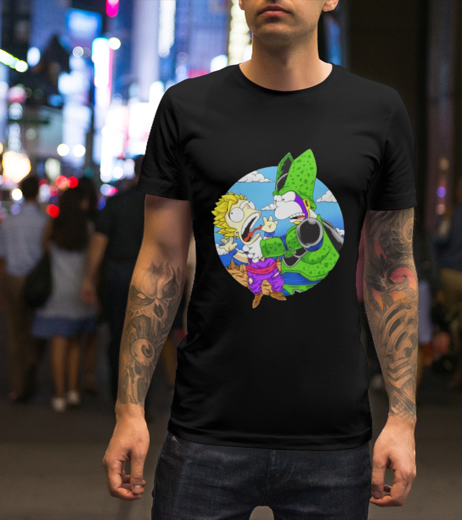 Gohan Cell Dragon Ball Z Bart Homer Simpson Mashup Clash T-Shirt